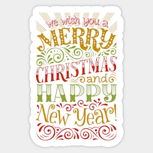 Merry Christmas Happy New Year Sticker